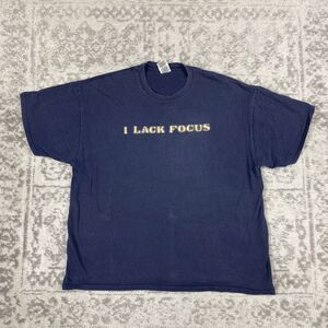Vintage I Lack Focus T Shirt Blue Short Sleeve Y2K Casual Shirt Mens Size XL
